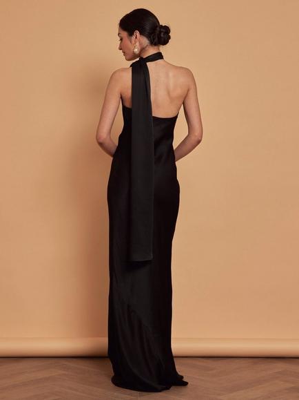Maids to Measure Cressida Tie Neck Bridesmaid Dress - view 2, Black
