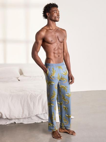 Chelsea Peers Crocodile Lagoon Print Pyjama Bottoms, Blue, Blue