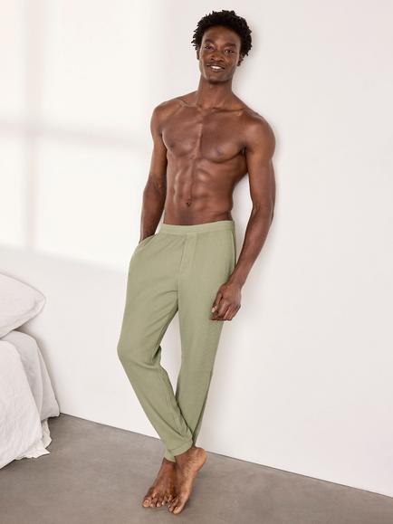 Chelsea Peers Cotton Blend Waffle Lounge Trousers, Green, Green