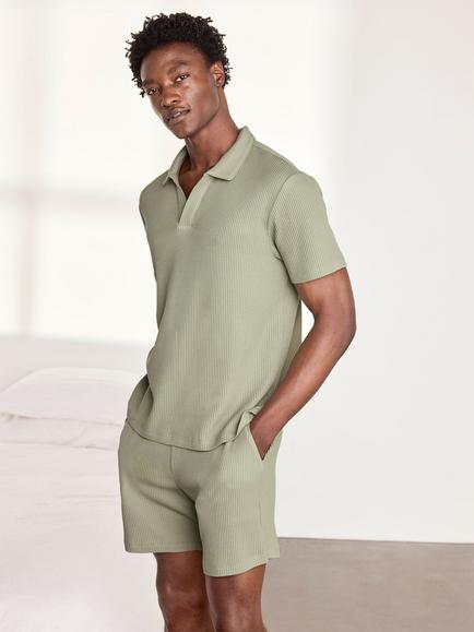 Chelsea Peers Cotton Blend Waffle Lounge Shorts, Green, Green