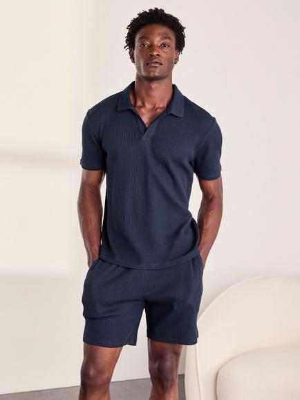 Chelsea Peers Cotton Blend Waffle Lounge Shorts, Navy, Navy