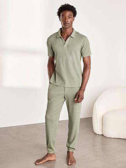 Chelsea Peers Cotton Blend Waffle Lounge Top, Green - view 2, Green