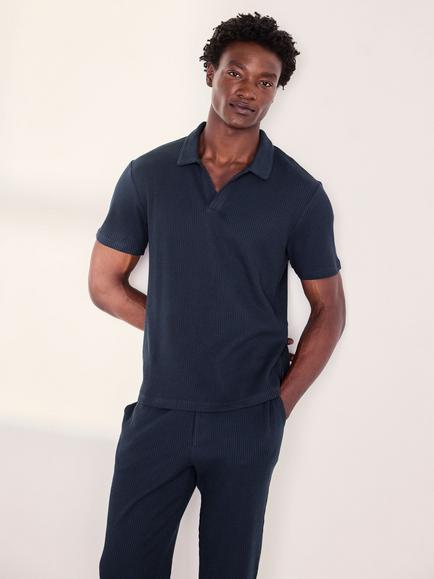 Chelsea Peers Cotton Blend Waffle Lounge Top, Navy, Navy