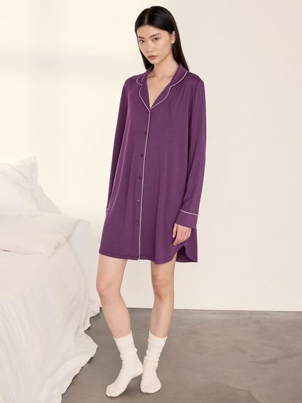 Chelsea Peers Button Down Nightshirt containing TENCEL™ Modal, Purple