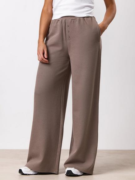 Gym King Mid Rise Wide Leg Trousers, Truffle, Truffle
