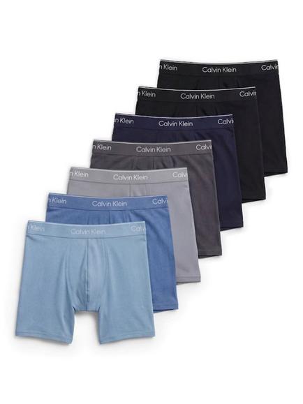 Calvin Klein Cotton Blend Boxer Briefs, Pack of 7, Indigo/Multi, Indigo/Multi
