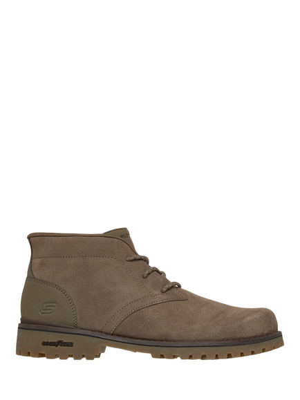 Skechers Quintero Damien Leather Lace Up Ankle Boots, Dark Taupe