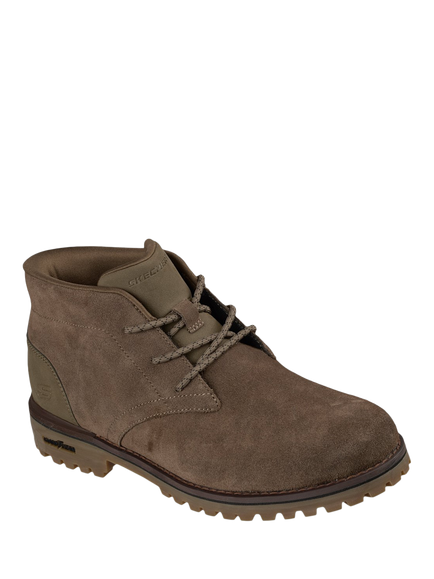Skechers Quintero Damien Leather Lace Up Ankle Boots - view 2, Dark Taupe
