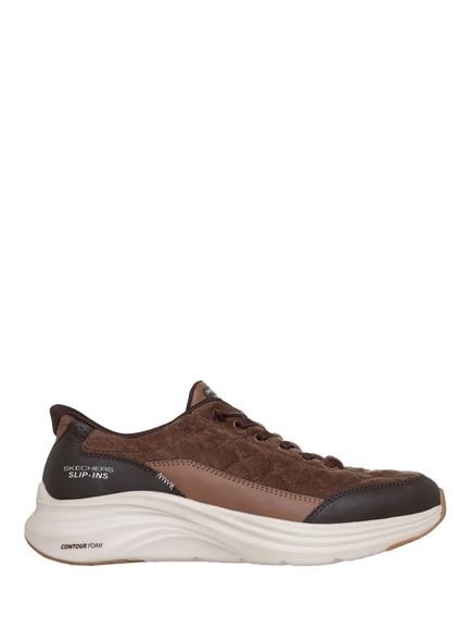 Skechers Contour Foam Cosy Fit Slip-On Cordelux Trainers, Brown