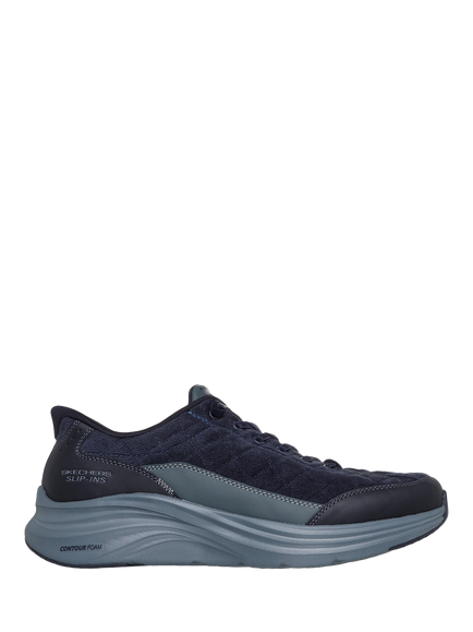 Skechers Contour Foam Cosy Fit Slip-On Cordelux Trainers, Navy