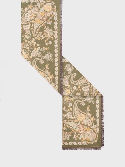 Gerard Darel Siloe Floral Scarf - view 2, Khaki Green