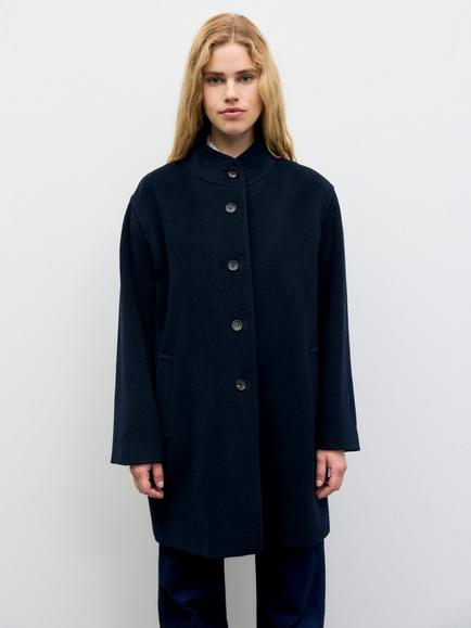 Gerard Darel Aira Mandarin Collar Wool Coat, Navy, Navy