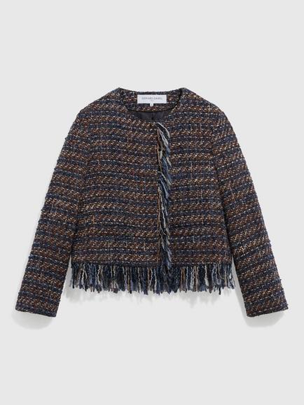 Gerard Darel Joya Abstract Trim Coat, Indigo, Indigo