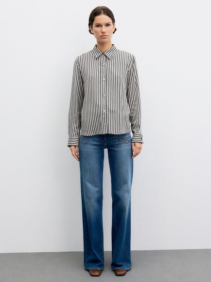 Gerard Darel Loris Striped Shirt, Grey - view 2, Grey