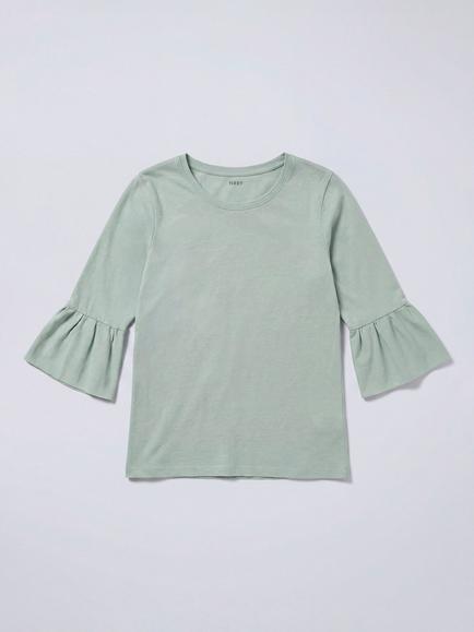NRBY Abigail Cotton Fluted Sleeve Top, Soft Sage