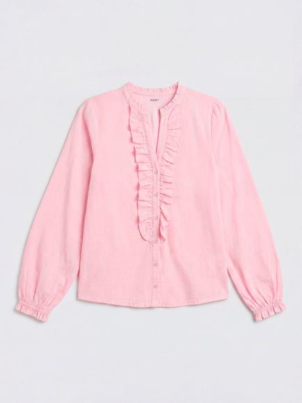 NRBY Sian Cotton Ruffle Shirt, Pink
