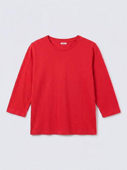 NRBY Wanda Linen Sleeve T-Shirt, Red