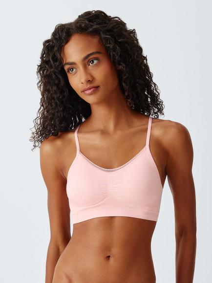 John Lewis Gentle Support April Seamfree Cropped Bra, Pink - view 2, Pink