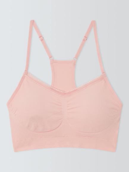 John Lewis Gentle Support April Seamfree Cropped Bra, Pink, Pink