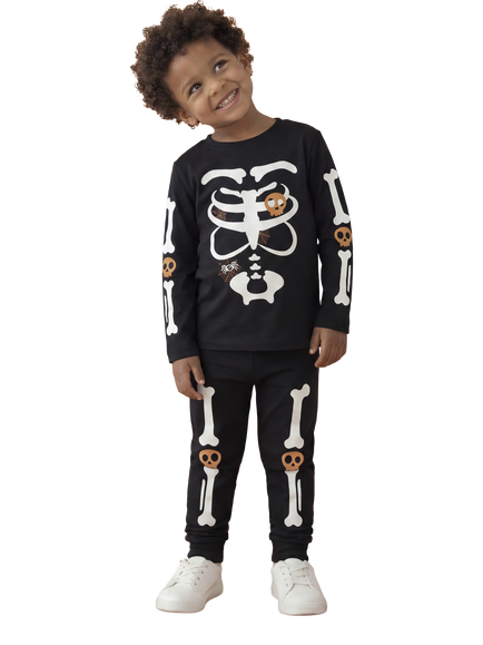 NAME IT Kids' Minecraft Cotton Rich Glow in the Dark Long Sleeve Pyjama Set, Black/Red/Orange, Black/Red/Orange