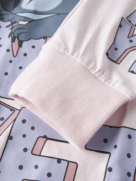 NAME IT Kids' Disney Stitch Cotton Rich Long Sleeve Pyjama Set, Cradle Pink - view 2, Cradle Pink