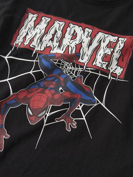 NAME IT Kids' Disney Spider-Man Cotton Rich Crew Neck T-Shirt, Black - view 2, Black