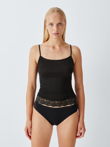 John Lewis Modal Lace with Cashmere Cami Top, Black