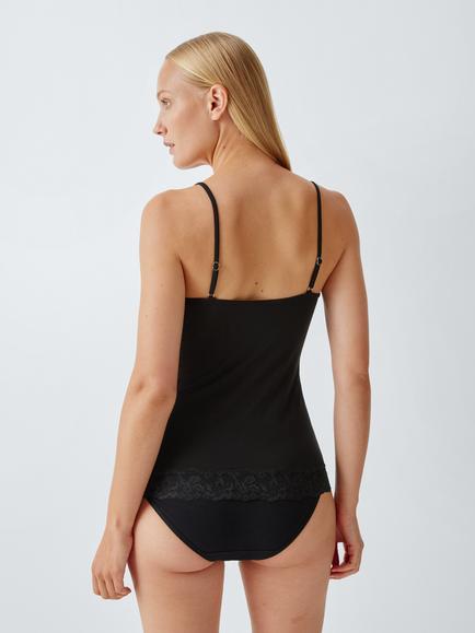 John Lewis Modal Lace with Cashmere Cami Top - view 2, Black