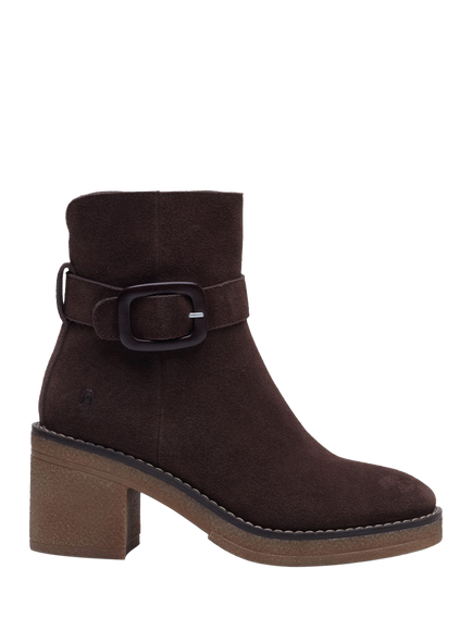 Hush Puppies Fearne Suede Buckle Block Heel Anke Boots, Brown, Brown