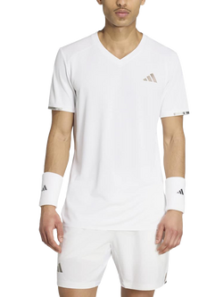adidas Freelift  V Neck Tennis Top, White, White