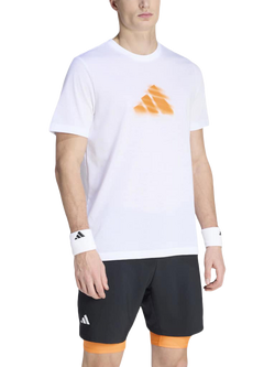adidas Clay Graphic Print Crew Neck T-Shirt, White, White