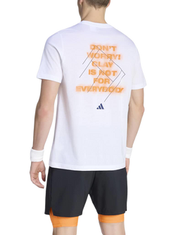 adidas Clay Graphic Print Crew Neck T-Shirt, White - view 2, White