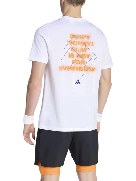 adidas Clay Graphic Print Crew Neck T-Shirt, White - view 2, White