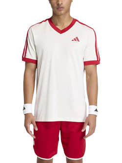 adidas Heritage V Neck Tennis Top, Chalk White