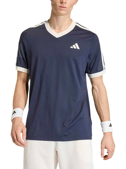 adidas Heritage V Neck Tennis Top, Legend Ink