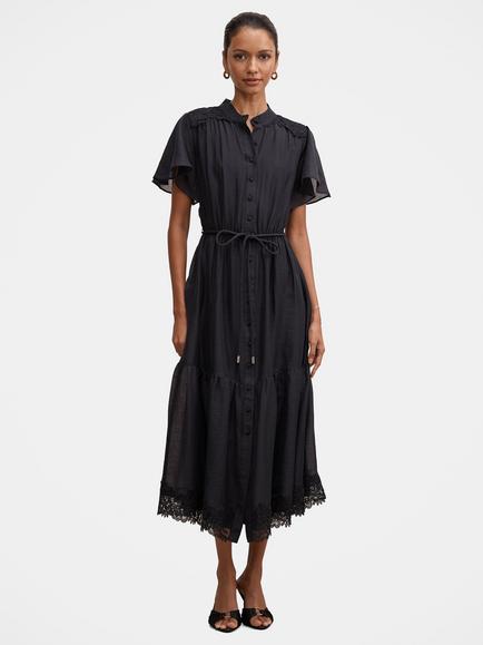 Forever New Petite Harriet Lace Midi Dress, Navy, Navy