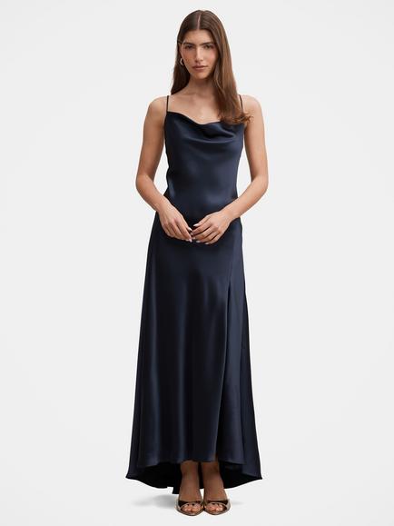 Forever New Tilesha Satin Cowl Slip Maxi Dress, Navy