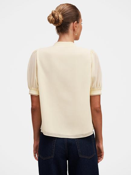 Forever New Leighton Short Sleeve Blouse, Double Cream - view 2, Double Cream