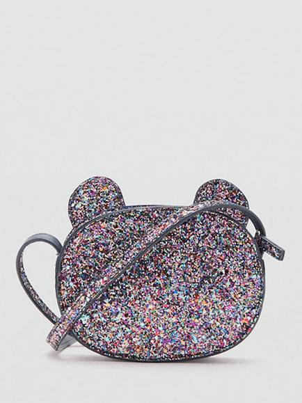 Mango Kids' Bolso Cat Glitter Party Bag, Navy, Navy