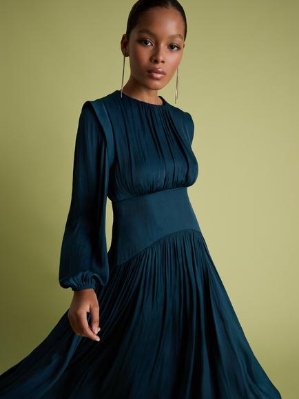 FLORERE Shoulder Detail Fit & Flare Midi Dress - view 2, Teal