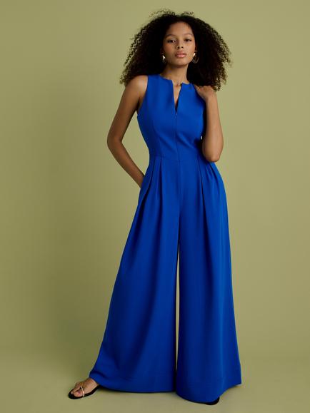 FLORERE Fit and Flare Jumpsuit, Blue, Blue