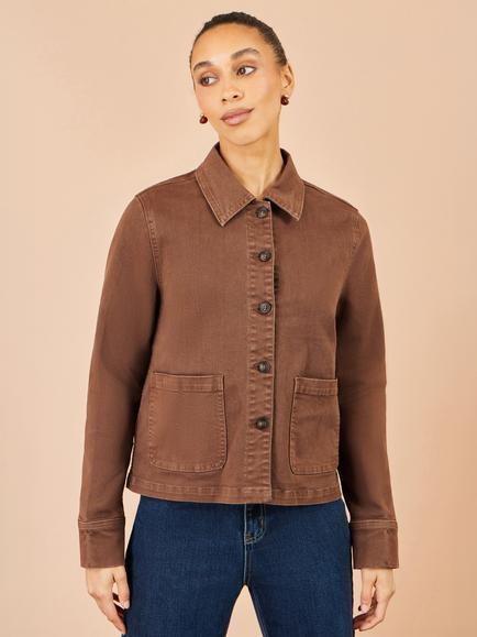 Yumi Utility Canvas Jacket, Brown