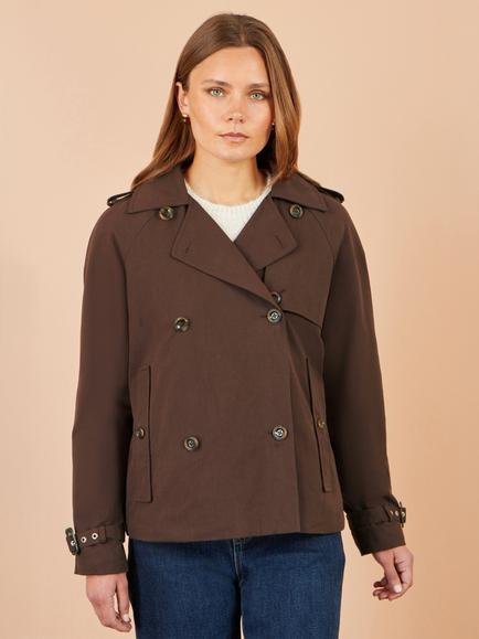Yumi Double Breasted Trench Jacket, Brown