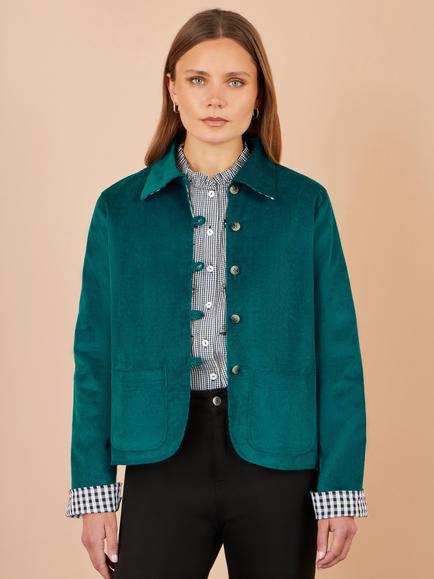 Yumi Corduroy Reversible Gingham Jacket, Teal, Teal