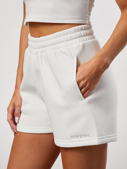 Gym King Soft Brushed Fleece Relaxed Shorts, Cream