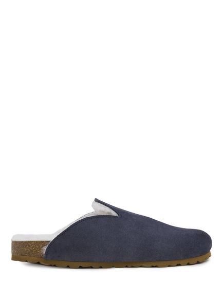 Celtic & Co. Suede Sheepskin Lined Slipper Clogs, Navy, Navy