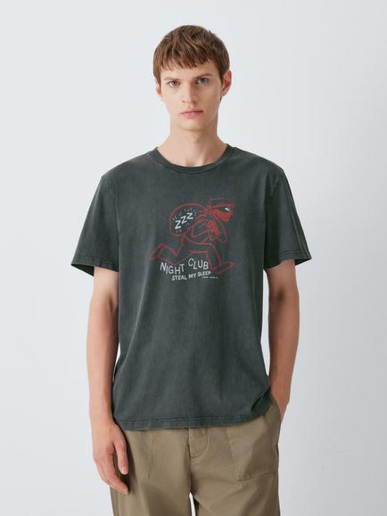 Nudie Jeans Roy Crew Neck Cotton T-Shirt, Antracite, Antracite