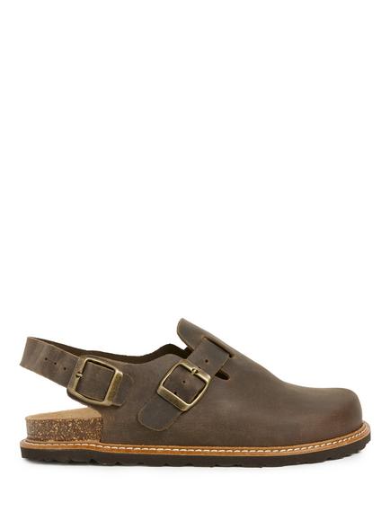 Celtic & Co. Rust Slingback Suede Clogs, Chocolate Brown