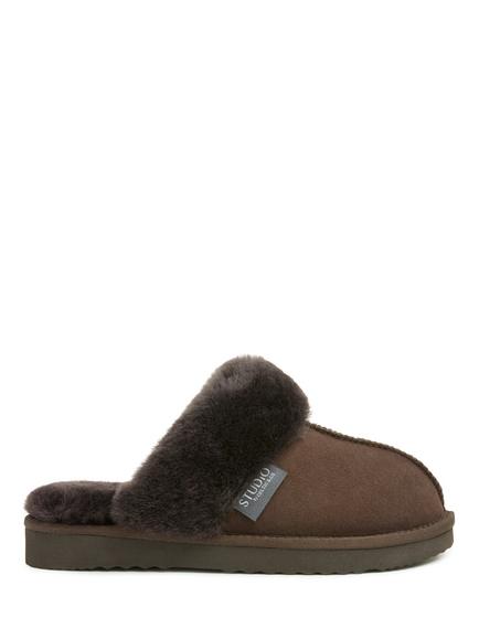 Celtic & Co Studio Fur Mule Slippers, Chocolate, Chocolate