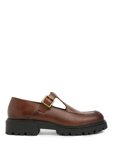 Celtic & Co. Leather Chunky T-Bar Loafers, Chestnut, Chestnut